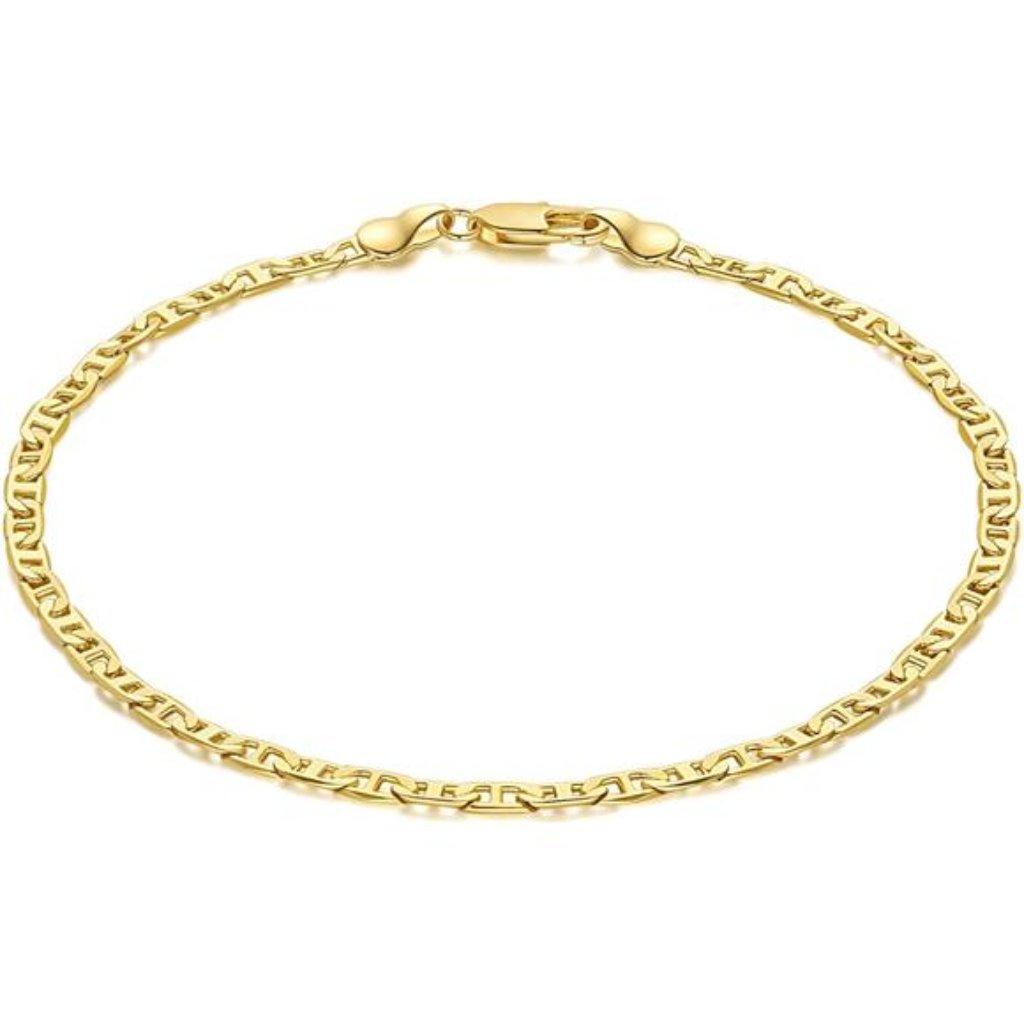 Ankle Bracelets 14k Gold Anklets For Women Waterproof 3.4mm Mariner Chain